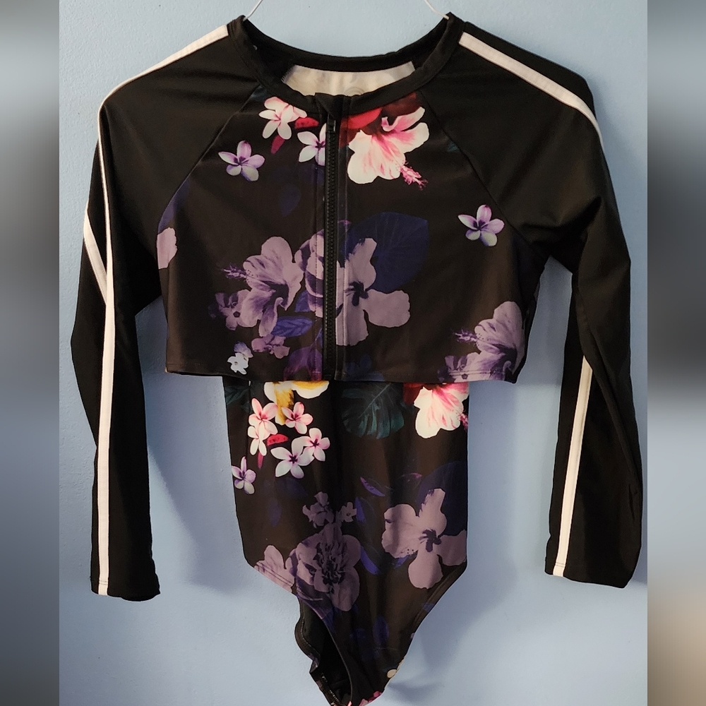 Wonder Nation 2 Pc Floral Swimsuit Set Size XL Plus EUC